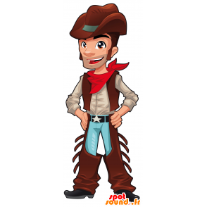 Mascotte de cow-boy en tenue traditionnelle - MASFR030505 - Mascottes 2D/3D