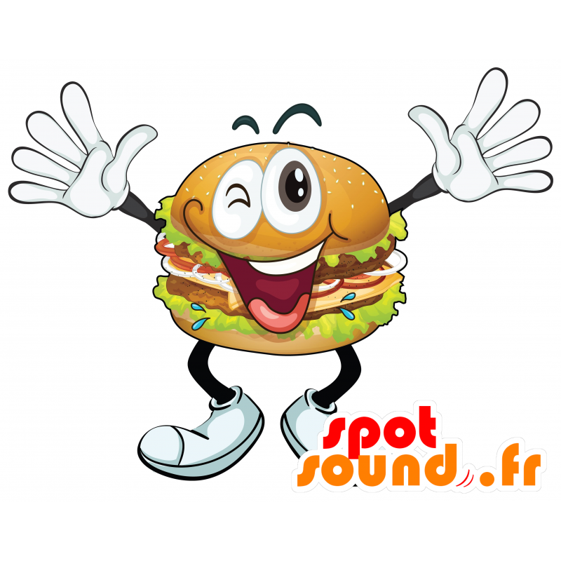 Mascotte de hamburger géant et amusant - MASFR030581 - Mascottes 2D/3D