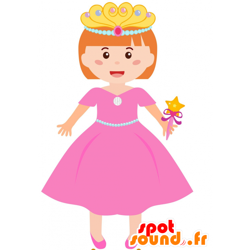 Princesa de la mascota vestida con vestido rosa - MASFR030618 - Mascotte 2D / 3D