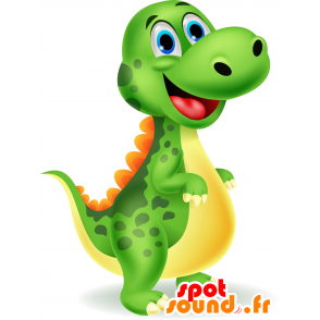 Grüne Dinosaurier Maskottchen, gelb und orange - MASFR030629 - 2D / 3D Maskottchen