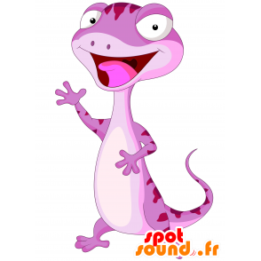 Maskot dinosaurus růžové, bílé a červené, velmi vtipné - MASFR030634 - 2D / 3D Maskoti