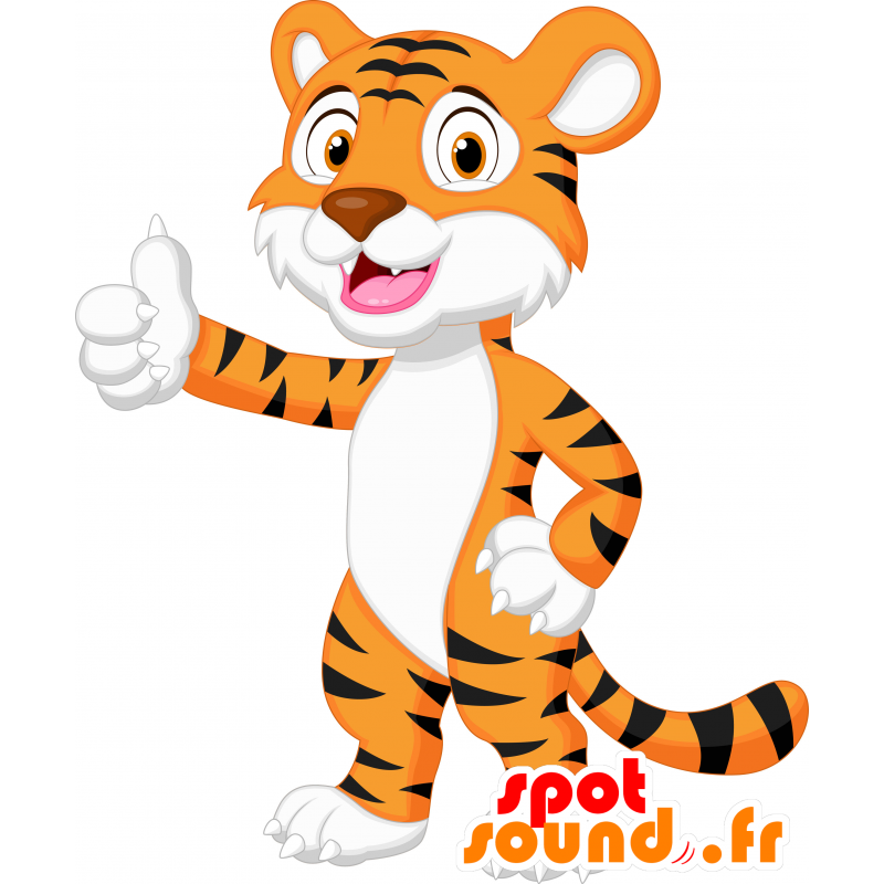 Orange tiger mascot, white and black. baby tiger