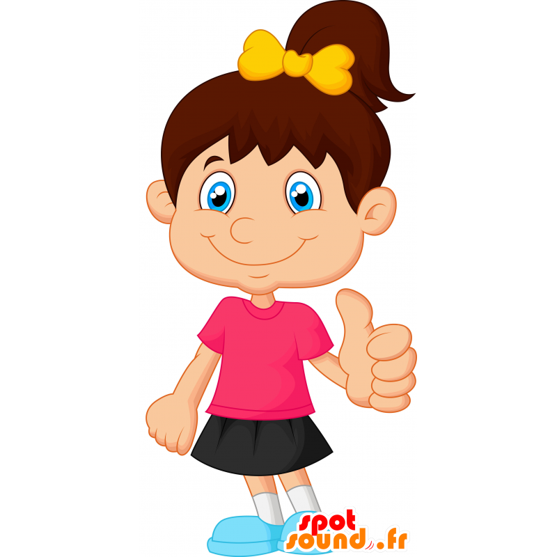 Ragazza sorridente mascotte con un vestito colorato - MASFR030676 - Mascotte 2D / 3D