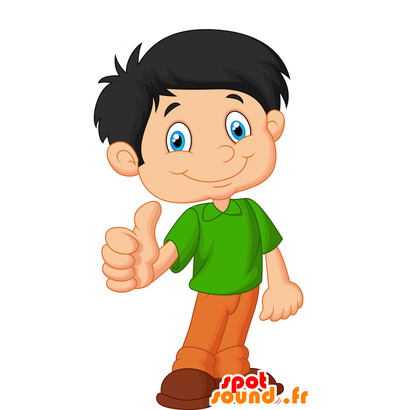 Purchase Mascot child, brown boy, cheerful in 2D / 3D mascots Color ...