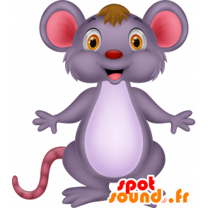 Mascotte grigio e mouse rosa. gigante mascotte del ratto - MASFR030679 - Mascotte 2D / 3D