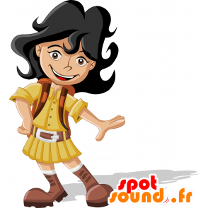 Mascotte bruna, da Explorer, vestito di giallo - MASFR030685 - Mascotte 2D / 3D