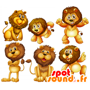 Mascot yellow and brown lion, giant cute - MASFR030689 - 2D / 3D mascots