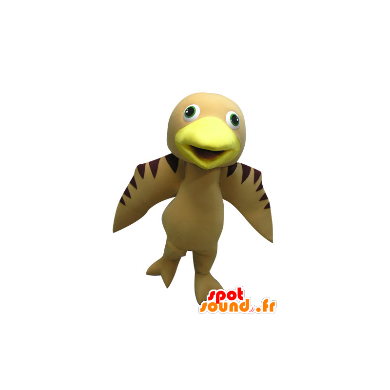 Mascotte d'oiseau beige, marron et jaune - MASFR031099 - Mascotte d'oiseaux