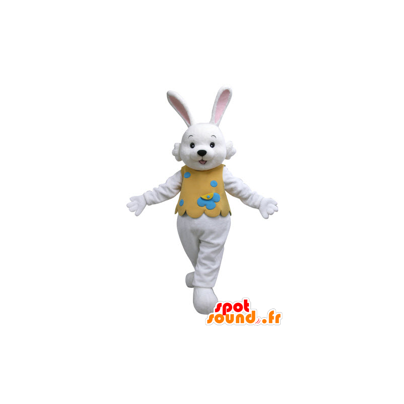 White Rabbit maskot med en oransje drakt - MASFR031126 - Mascot kaniner