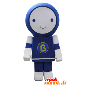 Mascot blauwe en witte robot, glimlachend - MASFR031160 - Niet-ingedeelde Mascottes