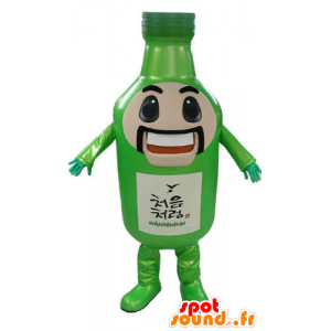 Mascota de la botella verde, gigante, con bigote y sonriente - MASFR031175 - Botellas de mascotas