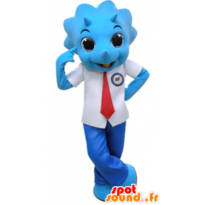 Mascot rinoceronte azul, vestido de terno e gravata - MASFR031442 - Os animais da selva