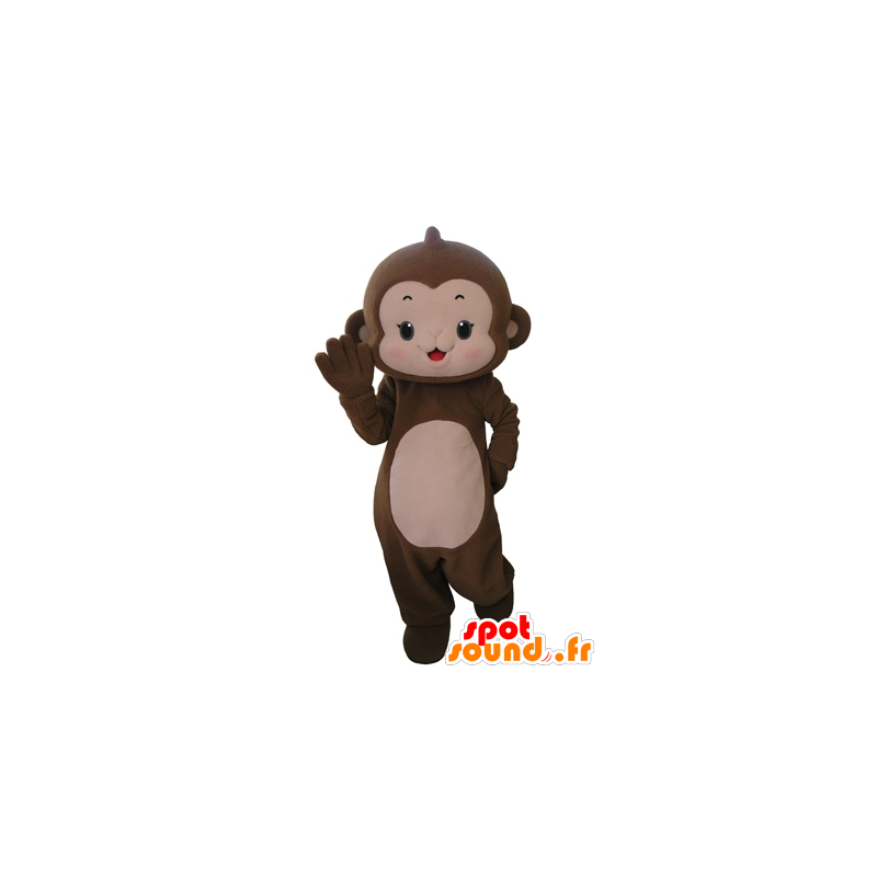 Mascote marrom macaco e rosa, muito bonito - MASFR031665 - macaco Mascotes