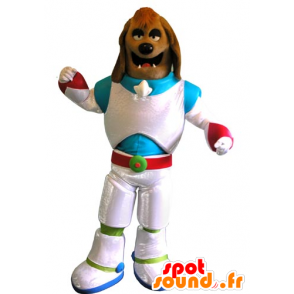 Hnědý pes maskot oblečený jako kosmonaut - MASFR031772 - psí Maskoti