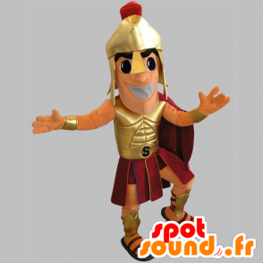 Gladiator maskot i gyldent og rødt outfit - Spotsound maskot