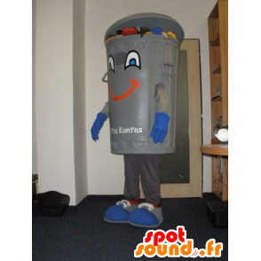 Mascotte reus grijze prullenbak. dumpster Mascot - MASFR031999 - mascottes objecten