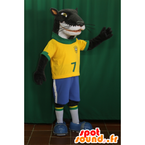 Psí maskot, černá a bílá fretka v sportswear - MASFR032072 - sportovní maskot