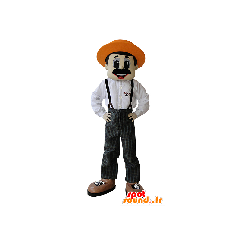 Farmer mascot mustache with a hat - MASFR032075 - Human mascots