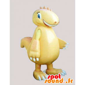 Żółty dinozaur maskotka, olbrzym, uśmiechając - MASFR032235 - dinozaur Mascot