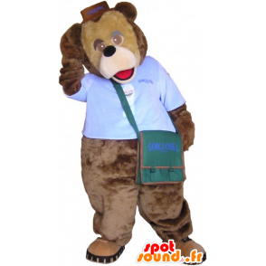 Brown bear mascot dressed courier - MASFR032269 - Bear mascot