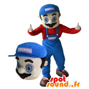 Putkimies maskotti, Autokorjaamoyrittäjä. maskotti Mario - MASFR032285 - Mascottes Humaines