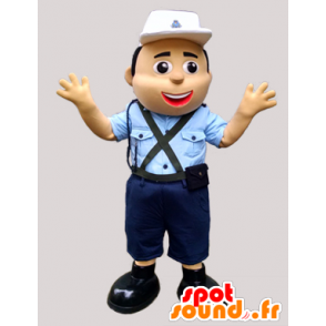 Police mascot, in blue uniform, with a cap - MASFR032318 - Human mascots