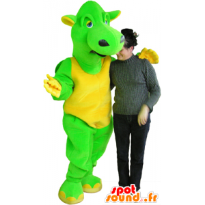 Grüne und gelbe Drachen-Maskottchen, Riese und lustig - MASFR032457 - Dragon-Maskottchen