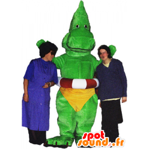 Drachen-Maskottchen, grünen Dinosaurier mit einem gelben Slip - MASFR032486 - Dragon-Maskottchen