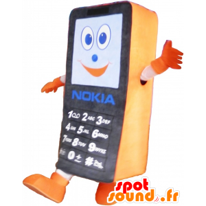 Schwarz und orange Handy-Maskottchen. GSM-Maskottchen - MASFR032495 - Maskottchen von Objekten