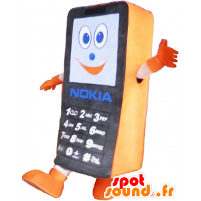 Schwarz und orange Handy-Maskottchen. GSM-Maskottchen - MASFR032495 - Maskottchen von Objekten