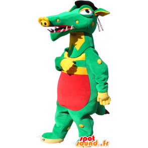 Verde crocodilo mascote, amarelo e vermelho - MASFR032545 - crocodilo Mascotes