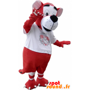 Tiger mascot in sports red and white outfit - MASFR032574 - Sports mascot