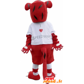 Tiger mascot in sports red and white outfit - MASFR032574 - Sports mascot