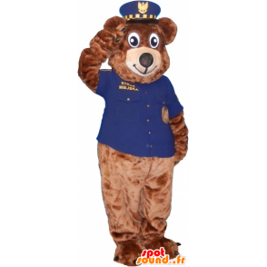 Mascote urso marrom vestido como xerife - MASFR032599 - mascote do urso