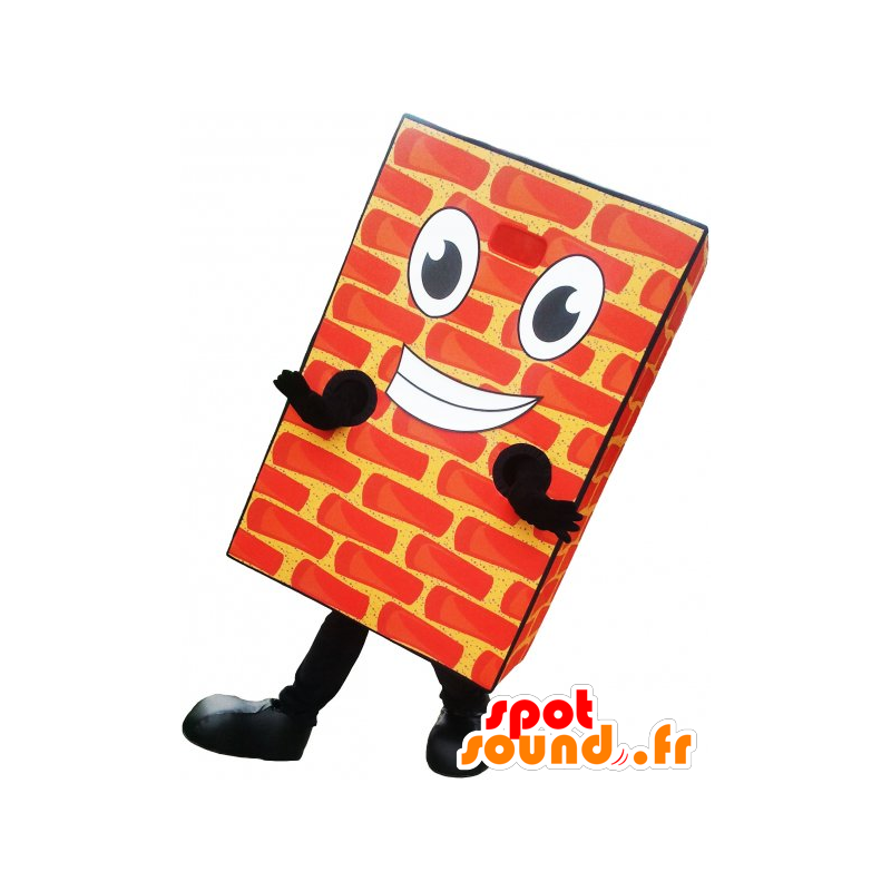 Mascot smiling and realistic giant brick - MASFR032602 - Mascots of objects