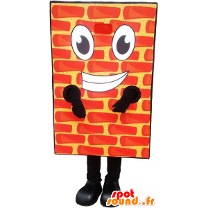 Mascot smiling and realistic giant brick - MASFR032602 - Mascots of objects