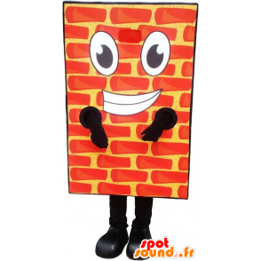 Mascot smiling and realistic giant brick - MASFR032602 - Mascots of objects