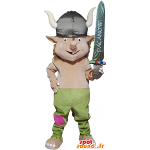 Realistinen Viking maskotti kypärä ja miekka - MASFR032674 - Mascottes Humaines