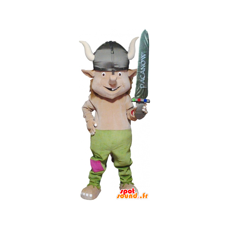 Realistisch Wikinger-Maskottchen mit einem Helm und einem Schwert - MASFR032674 - Menschliche Maskottchen