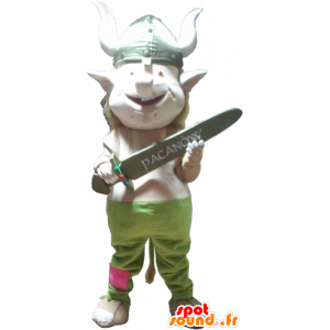 Realistisch Wikinger-Maskottchen mit einem Helm und einem Schwert - MASFR032674 - Menschliche Maskottchen