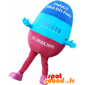 Mascotte de pilule bleue et rose. Mascotte de médicament - MASFR032787 - Mascottes d'objets