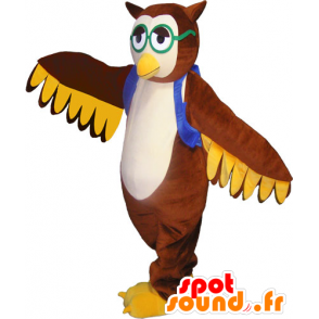 Hnědá sova maskot s vesty a brýle - MASFR032789 - maskot ptáci