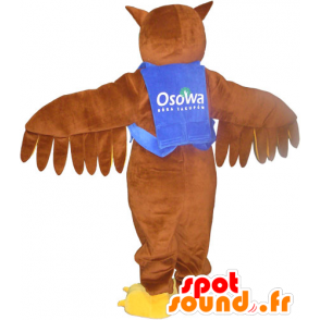 Coruja mascote castanho com um colete e vidros - MASFR032789 - aves mascote