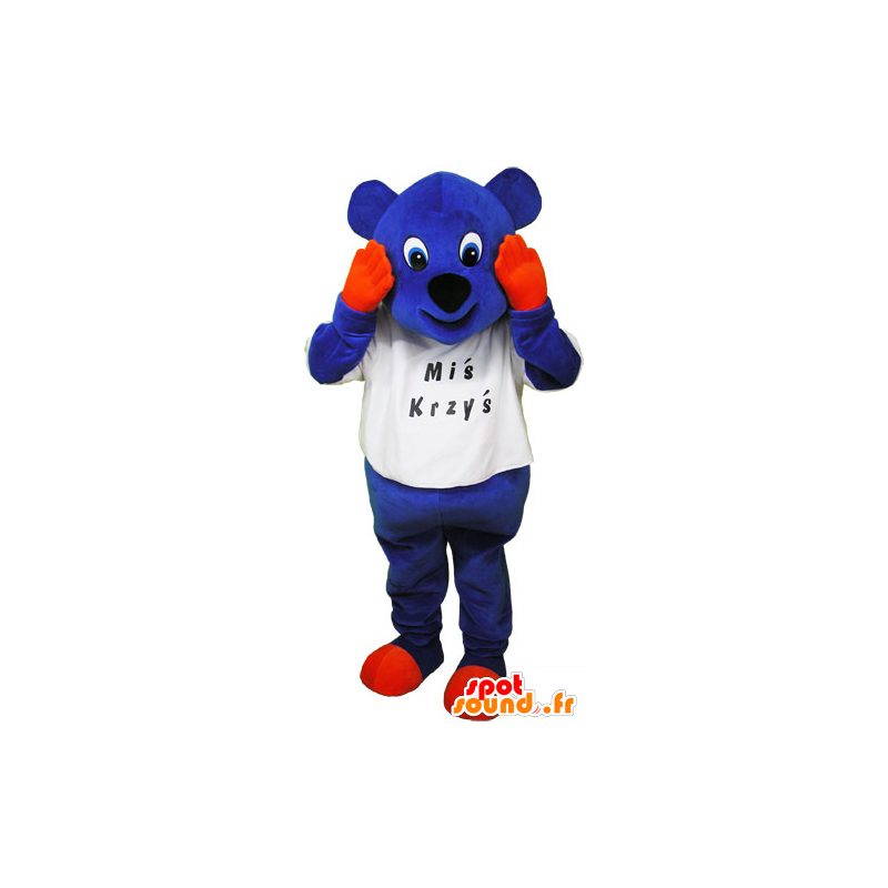 Sininen karhu maskotti oranssi kädet ja jalat - MASFR032842 - Bear Mascot