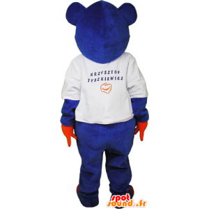 Sininen karhu maskotti oranssi kädet ja jalat - MASFR032842 - Bear Mascot