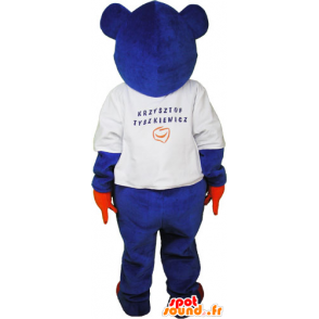 Sininen karhu maskotti oranssi kädet ja jalat - MASFR032842 - Bear Mascot