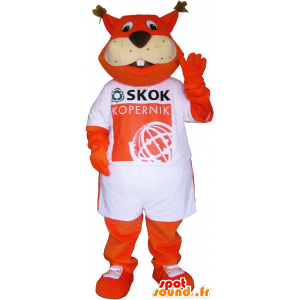 Oranje vos mascotte gekleed in een shirt - MASFR033023 - Fox Mascottes