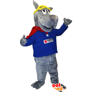 Giant gray dog ​​mascot mountain mascot - MASFR033098 - Dog mascots