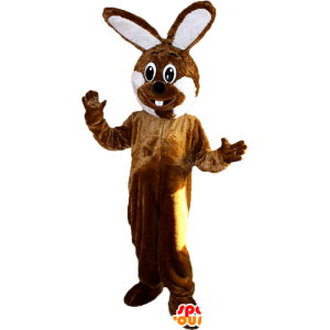Brown and white giant rabbit mascot - MASFR033100 - Rabbit mascot