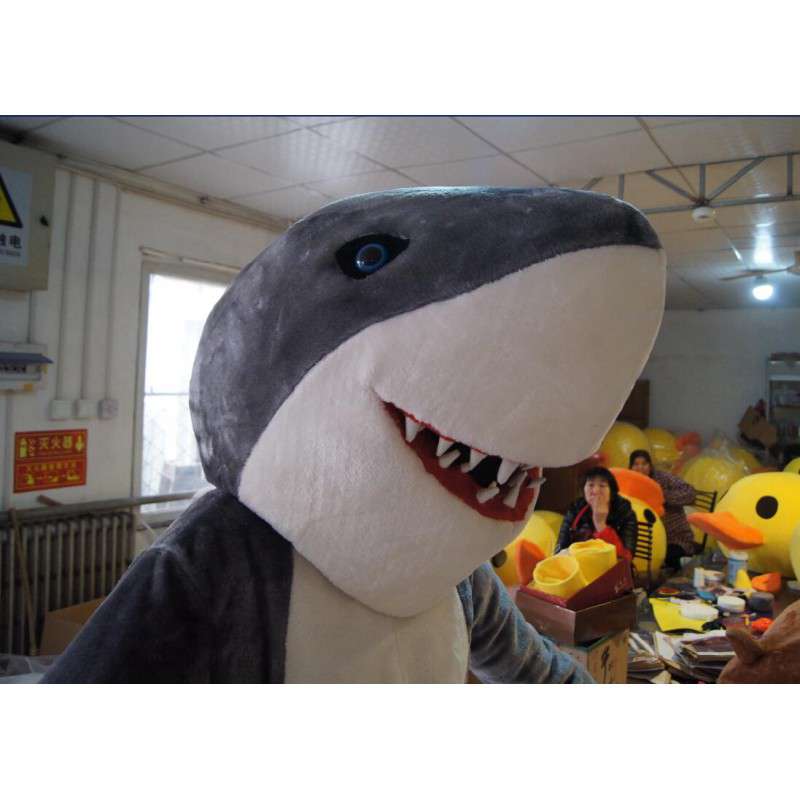 マスコットシャーク の マスコットのグレーと大きな歯を持つ白いサメ 色変更 変化なし 切る L 180 190センチ 撮影に最適 番号 服とは 写真にある場合 番号 付属品 番号